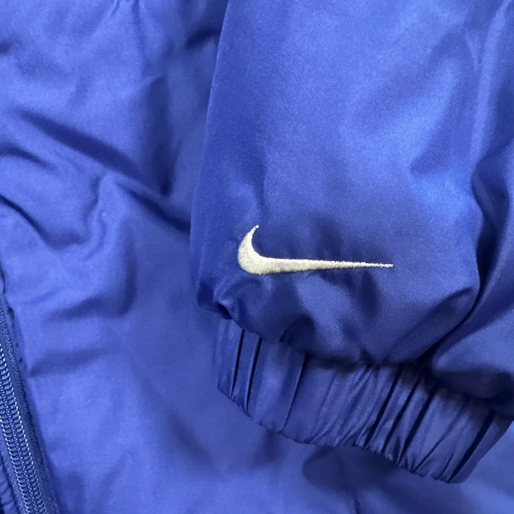 Vintage 90's Nike Quilted Neck Puffer Coat Jacket Men's L Blue